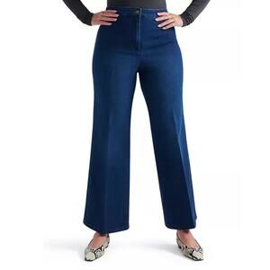 Pari Passu B3 Dark Wash High Rise Wide Leg Cropped Jeans Size 16 Curvy Fit